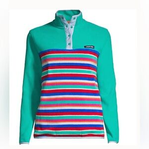 NWT Lands End heritage fleece sz Medium Petite in rainbow stripe